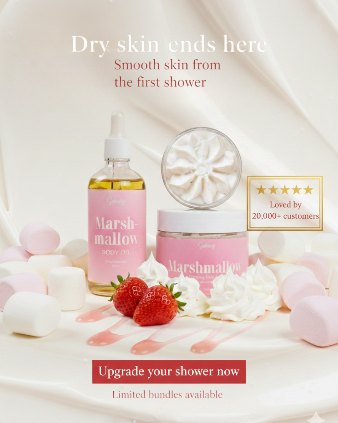 Splashycosmetics Facebook ad: Dry Skin Ends Here