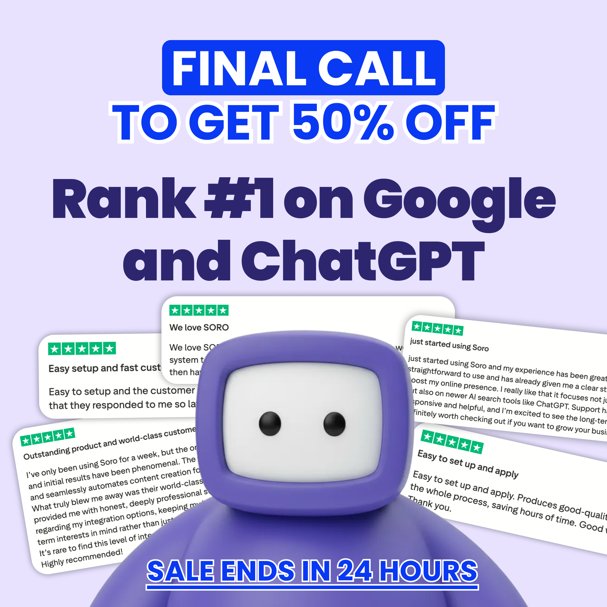 Soro SEO Facebook ad: Rank #1 on Google