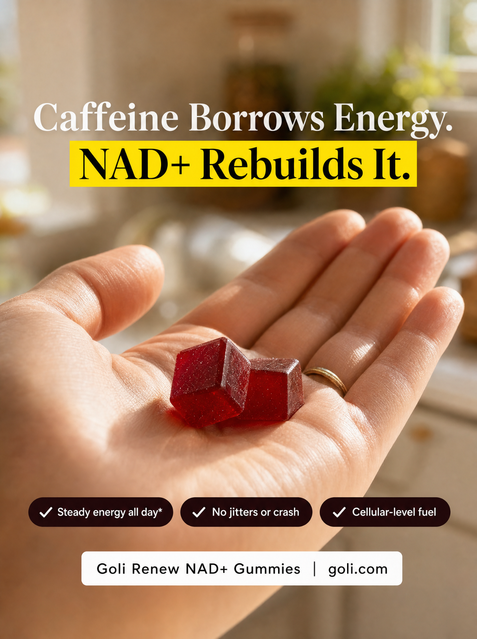 Goli Facebook ad: Cellular Energy, No Crash.