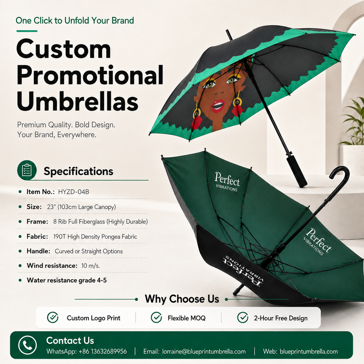 Blueprint custom umbrella factory Facebook ad