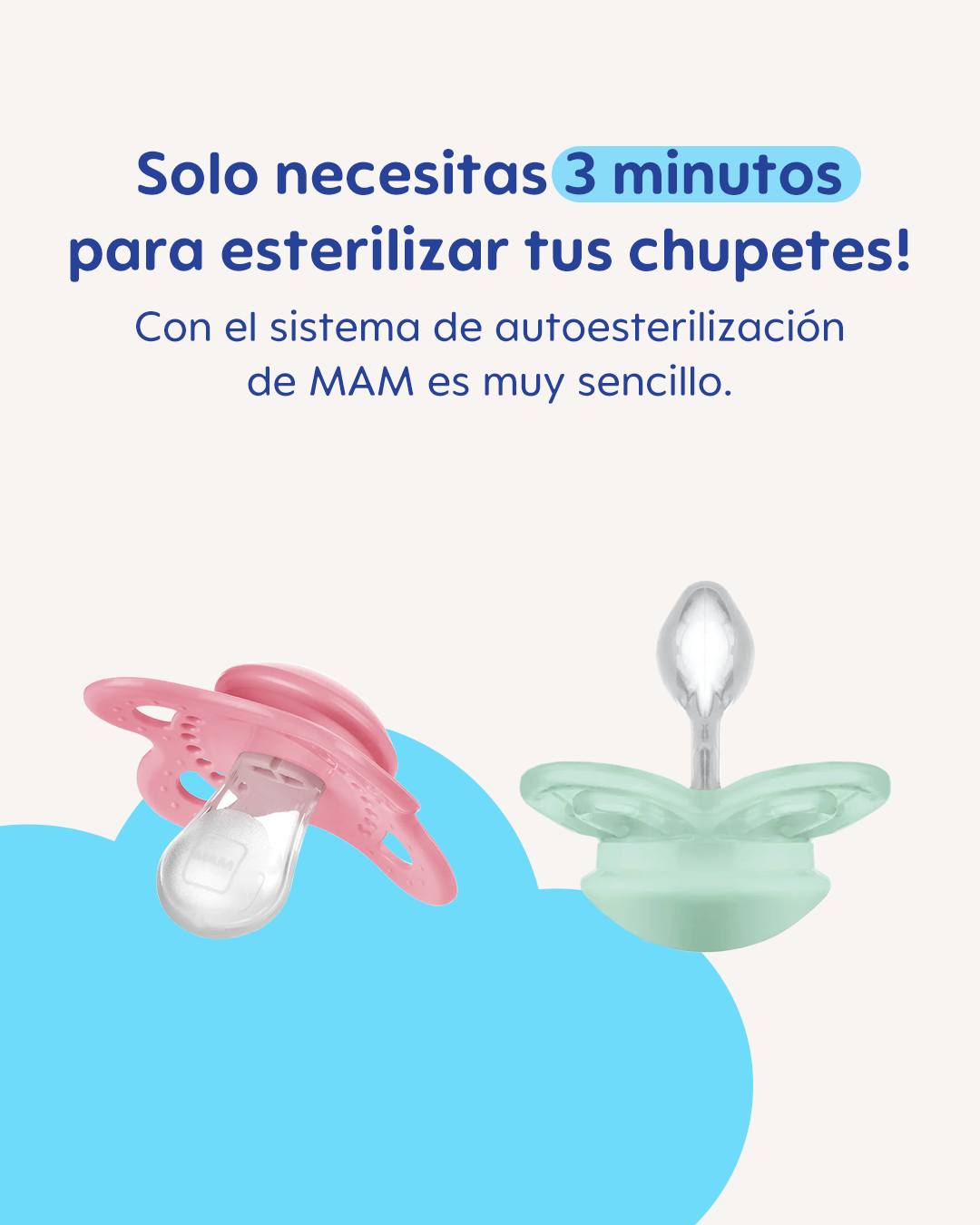 MAM Baby PY Facebook ad: ¿Sabías que sólo necesitas 3 minutos para esterilizar…