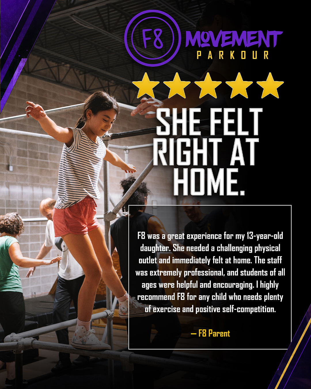 F8 Movement Parkour Facebook ad: Kids Parkour Gym!