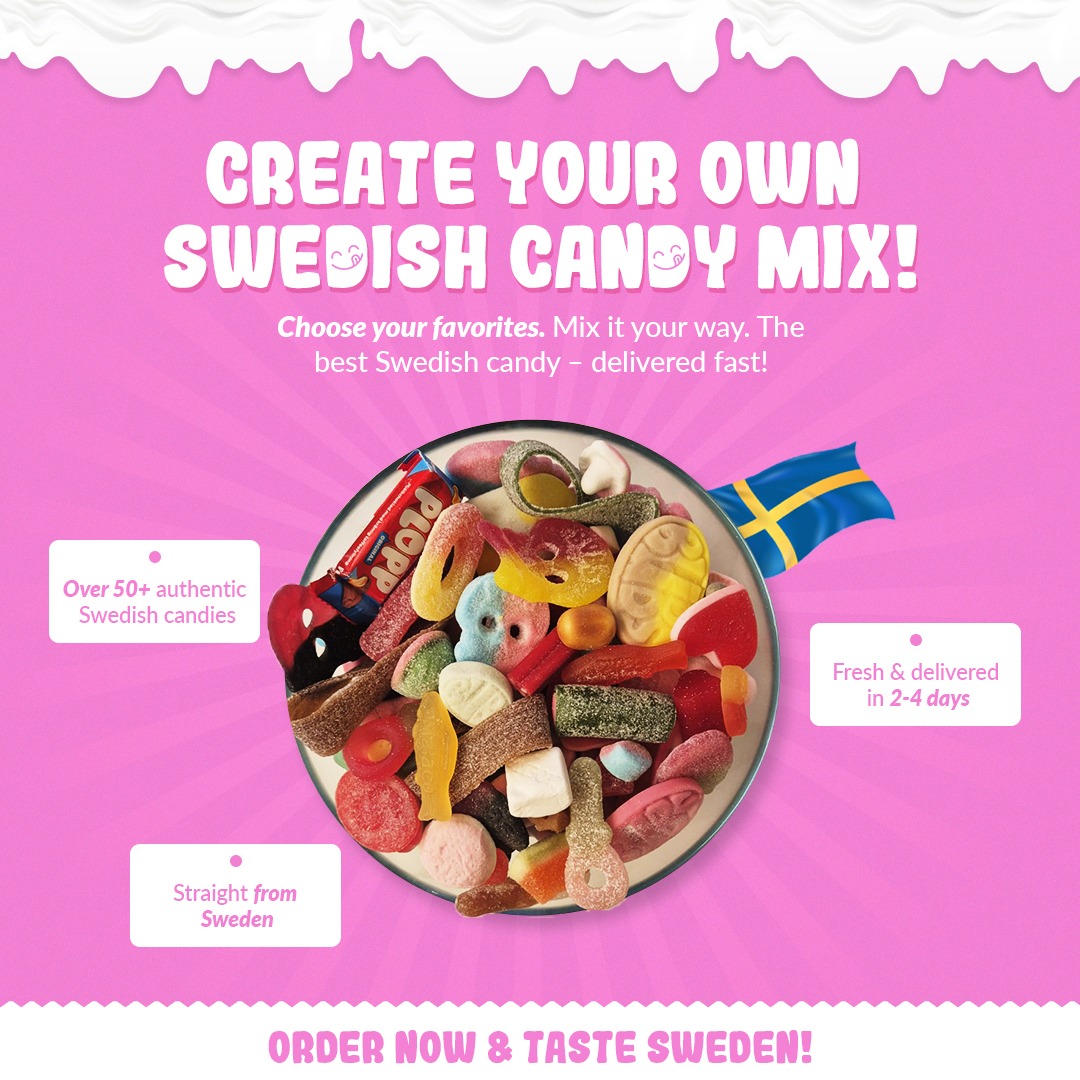 Taztycandy.com Facebook ad: Create Your Own Swedish Candy Mix