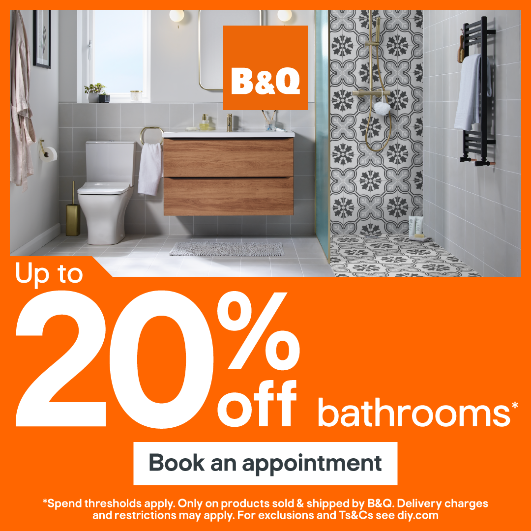 B&Q Facebook ad: Massive Savings on Bathrooms instore and online