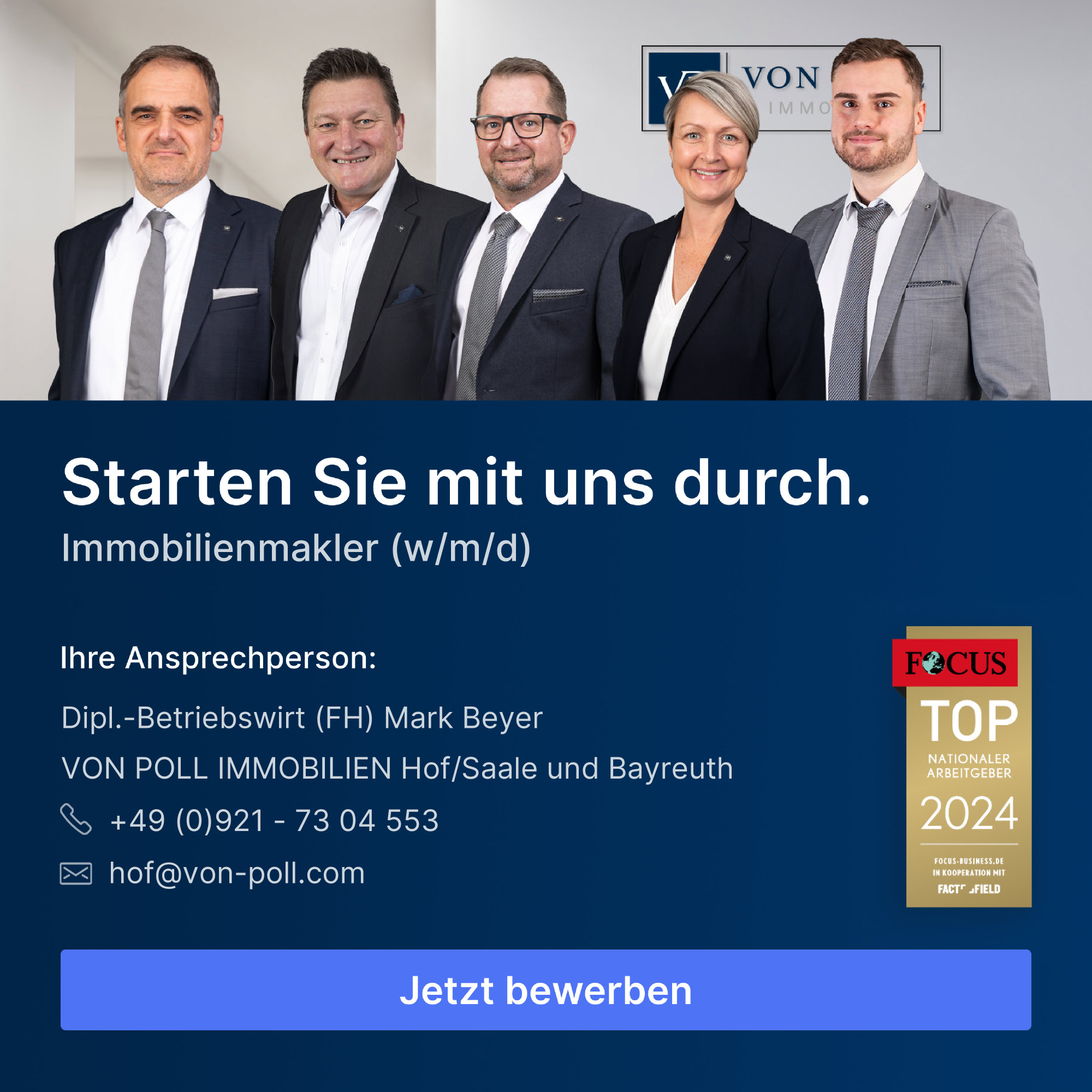 VON POLL IMMOBILIEN Hof/Saale Facebook ad: Zeit für einen Karrieresprung: Bewerben Sie sich jetzt!