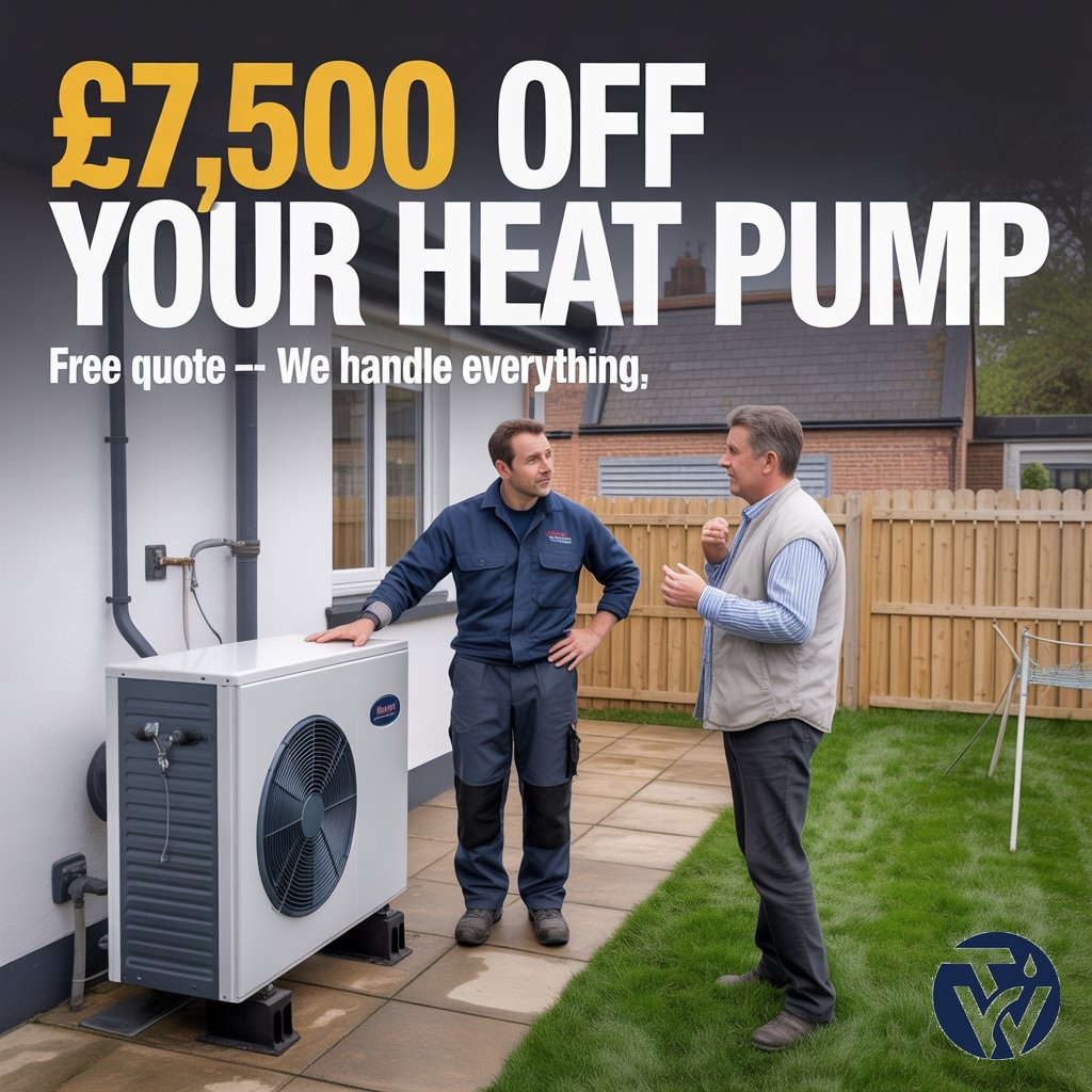 TW Plumbing & Heating Facebook ad: £7,500 Off Your Heat Pump