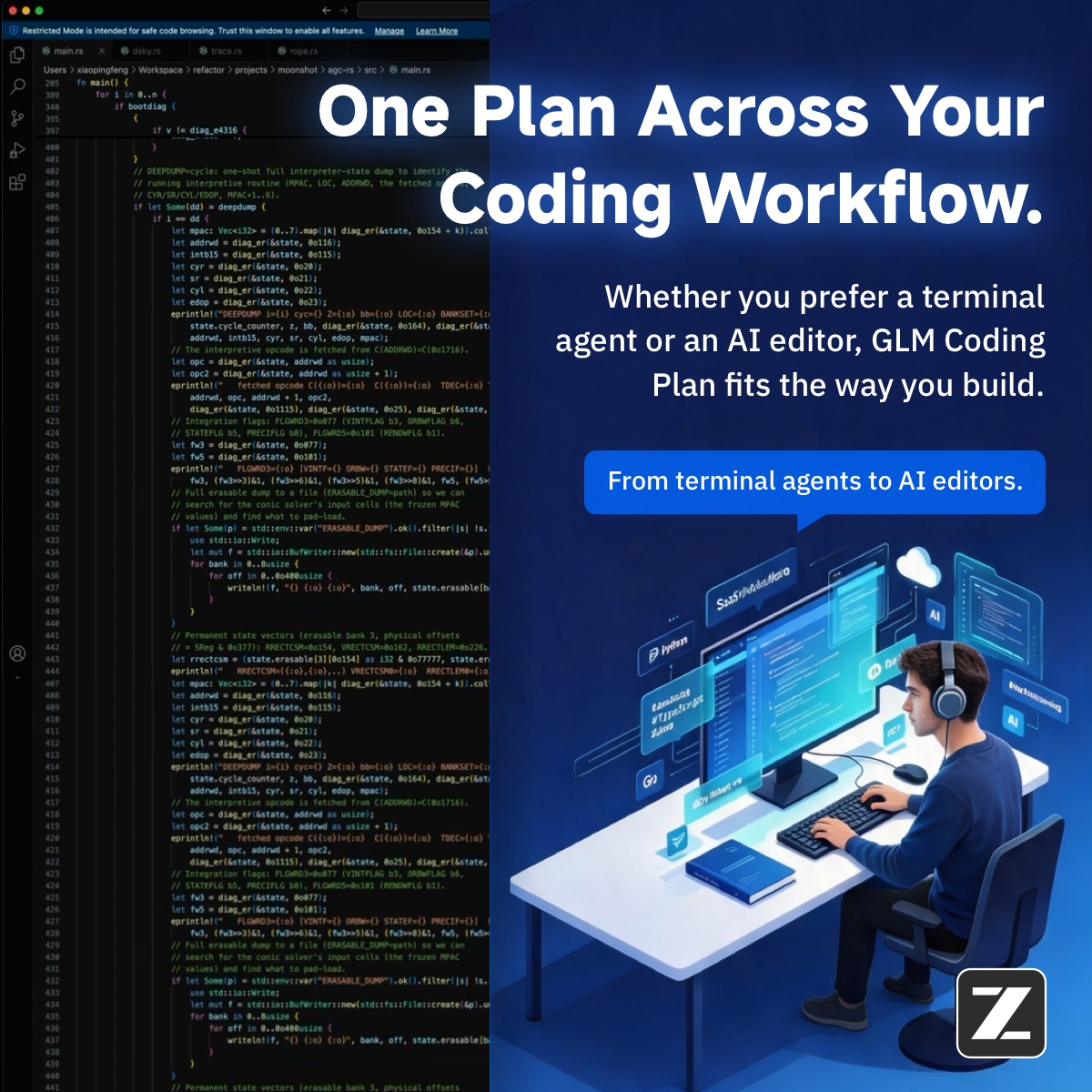 Z.ai Facebook ad: Deep Codebase Reasoning with GLM5.3