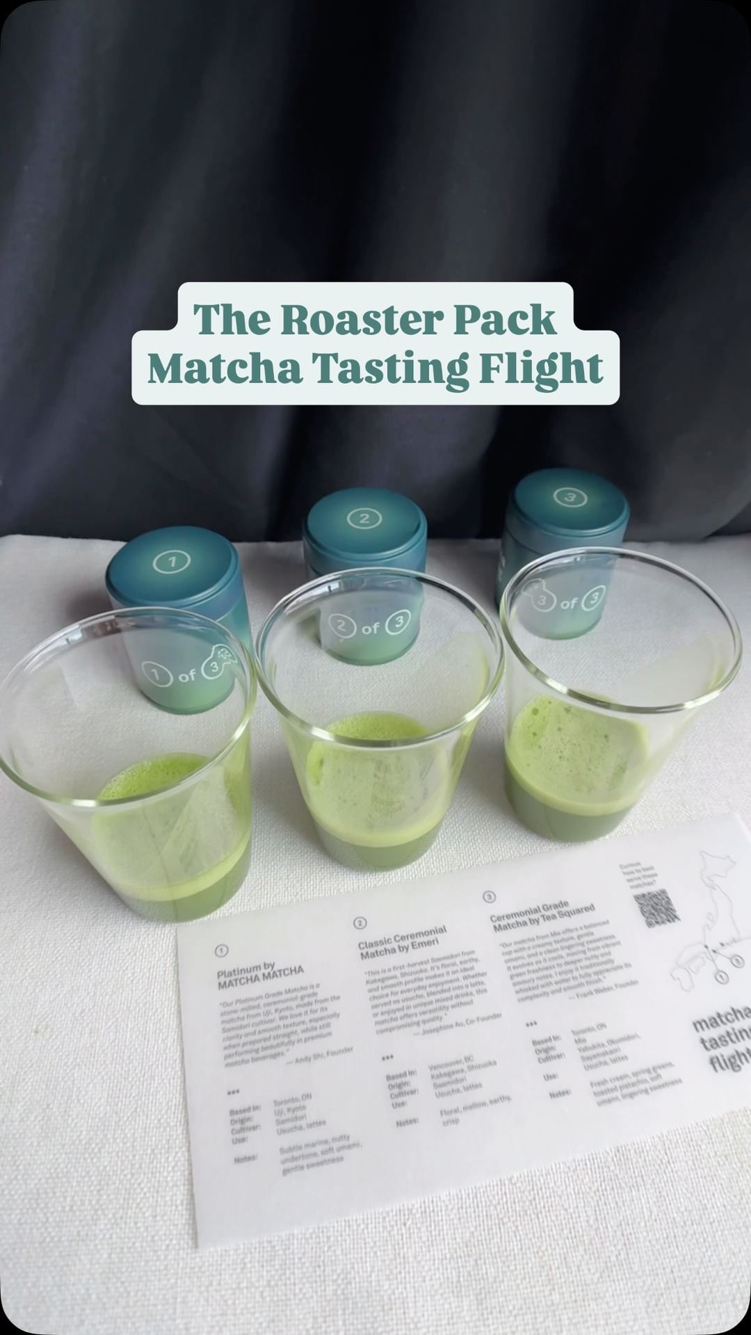 The Roasters Pack Facebook ad: @theroasterspack Matcha Flight Tasting