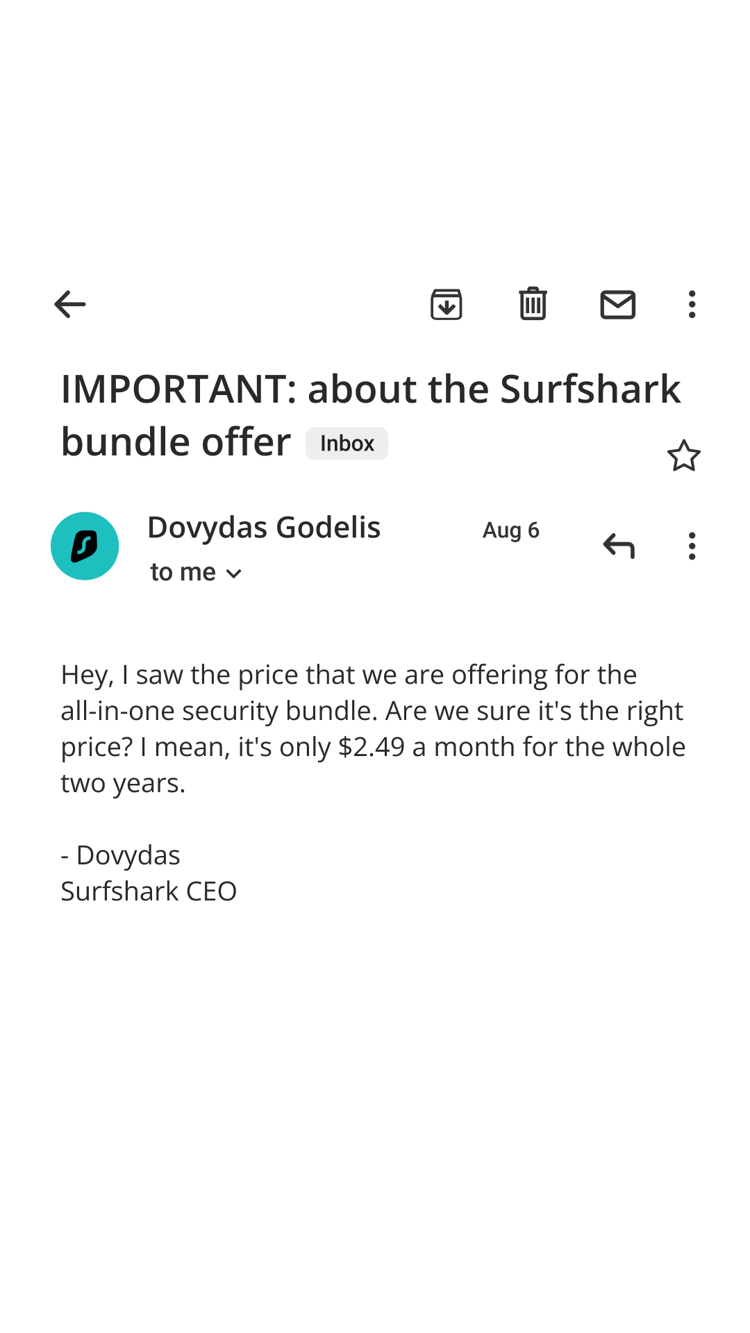 Surfshark Facebook ad