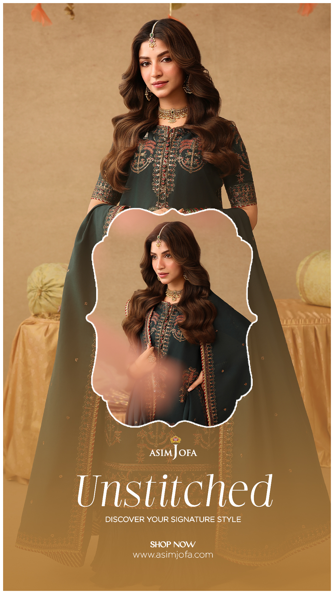 Asim Jofa Facebook ad: New Unstitched Designs Are Here