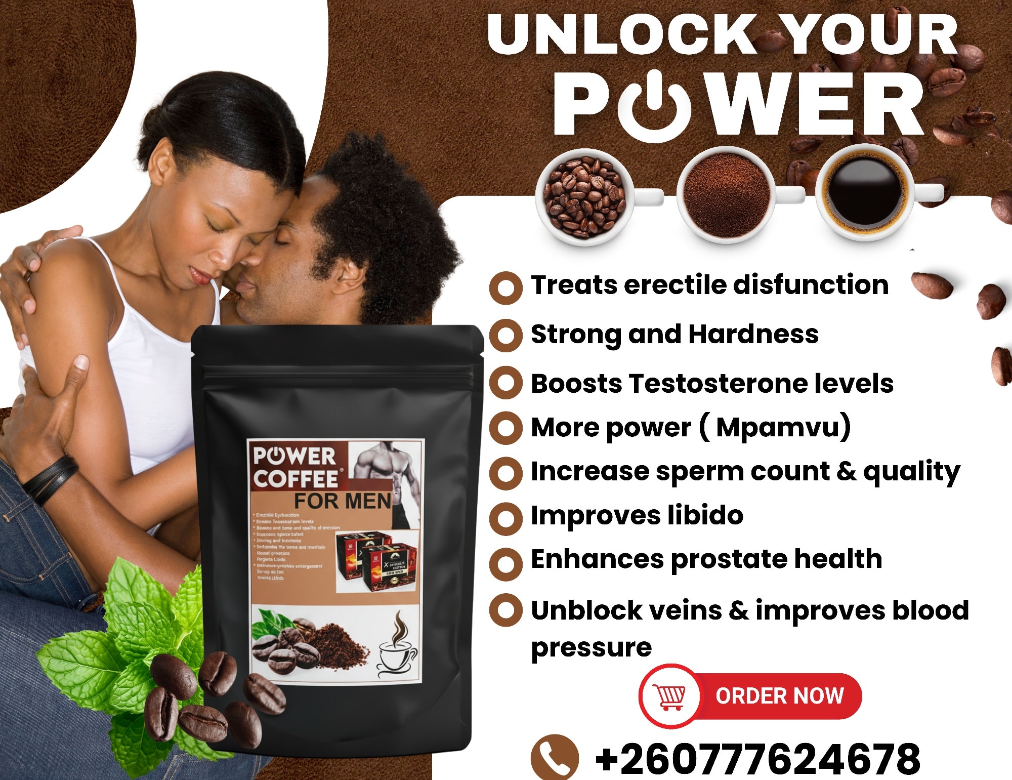 Tropical natural herbs Facebook ad: Enjoy the wonders of Power Coffee at only…