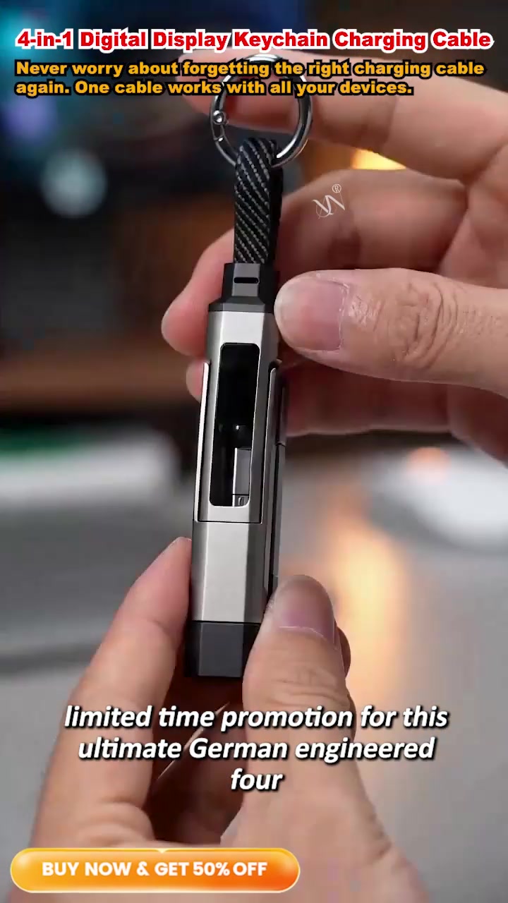 Bgnie Facebook ad: Multifunctional Charging Cable with Display, Compact