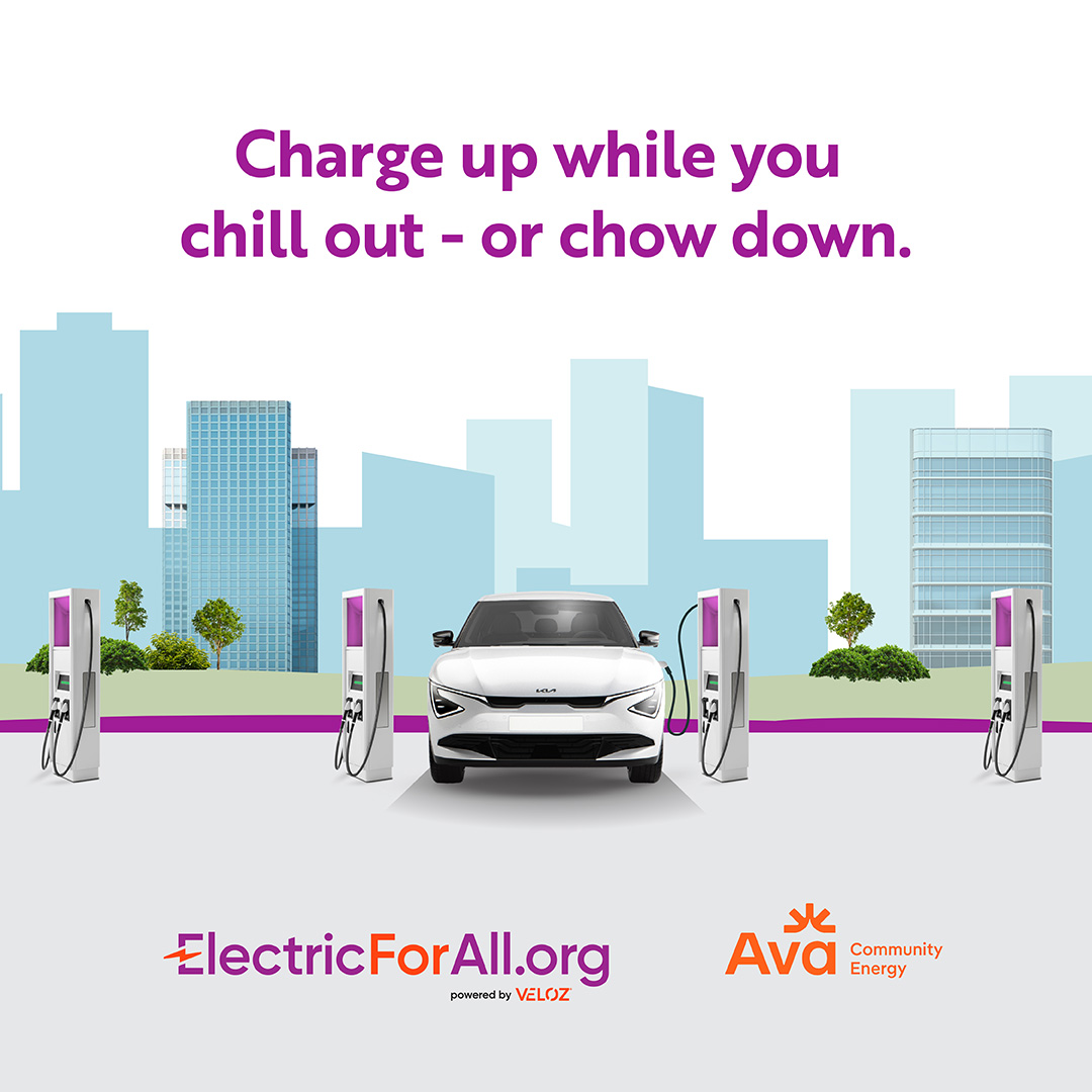 Electric For All Facebook ad: EVs fully charge, fast.