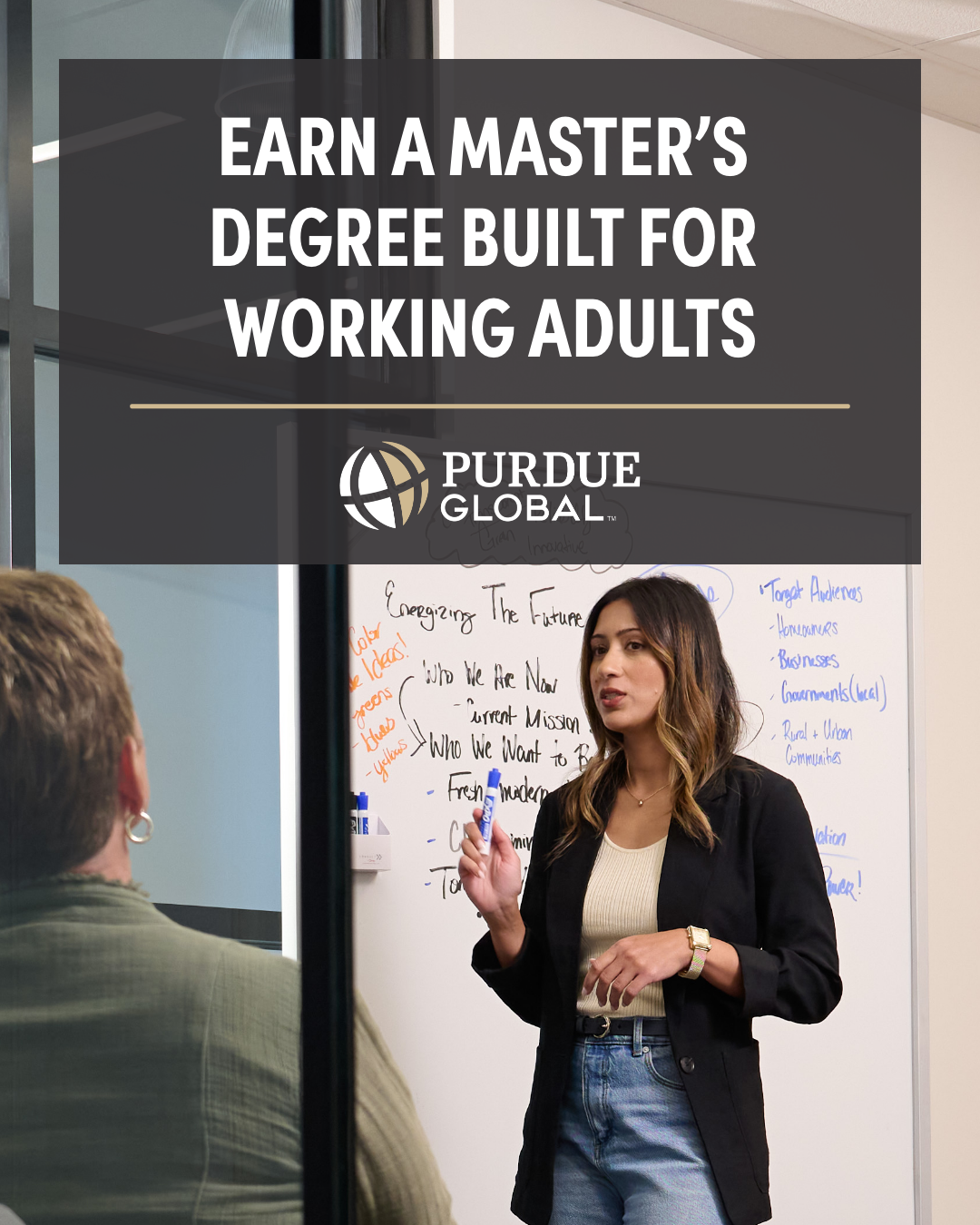Purdue Global Facebook ad: Discover 100% Online Master’s Programs
