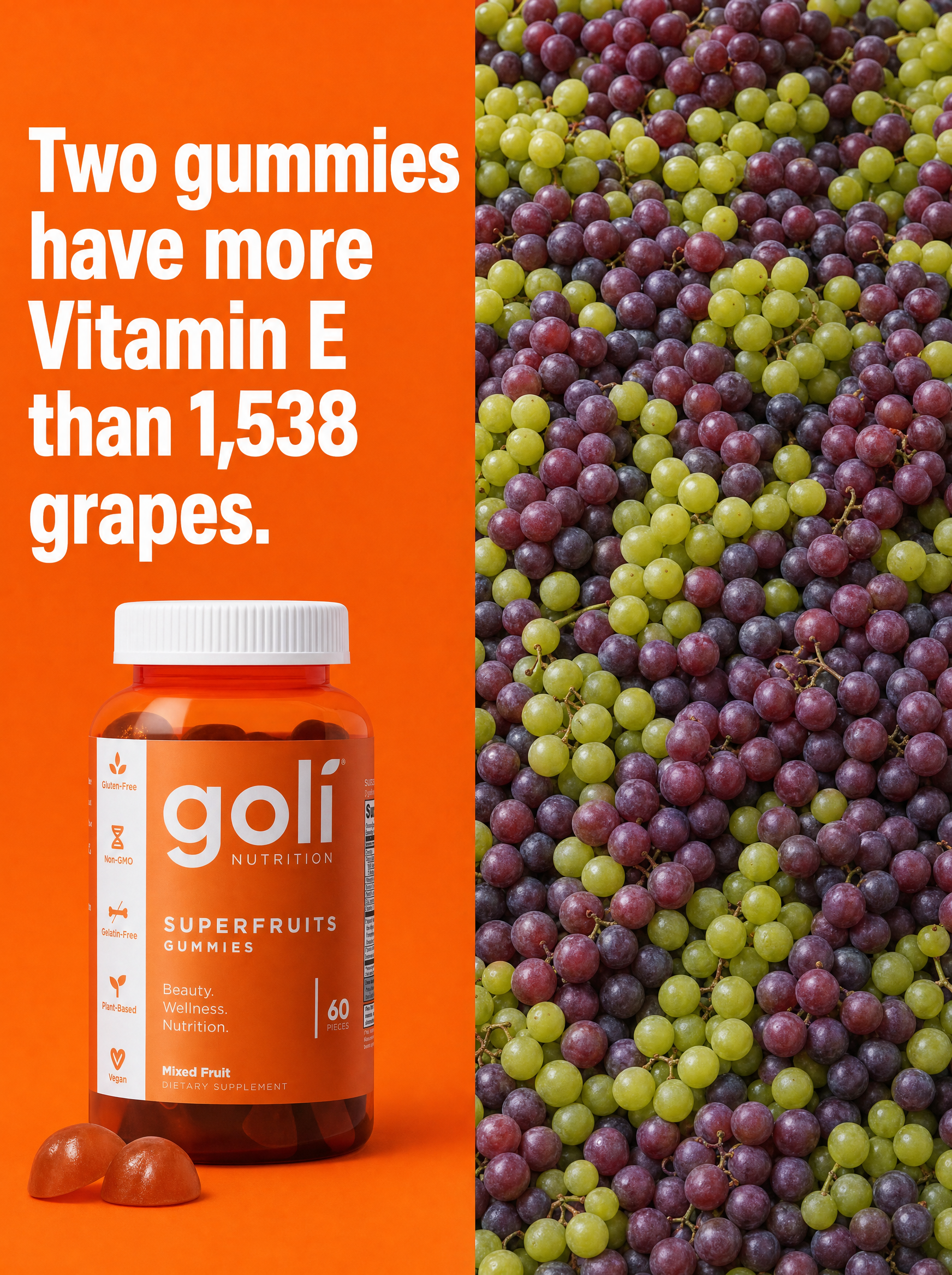 Goli Facebook ad: $50 of Fruit, or Two Gummies?