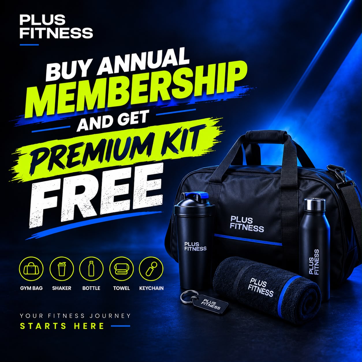 Plus Fitness 24/7 Borivali West Facebook ad: FREE Premium Kit with Annual Plan