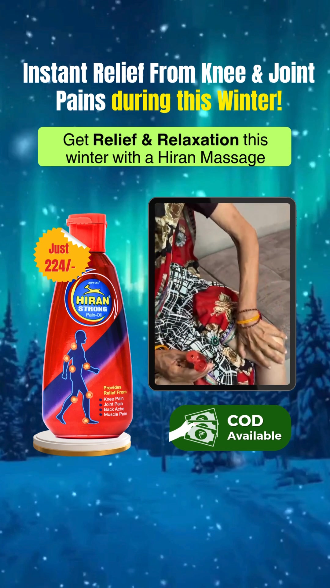 ASWINI Facebook ad: ₹224 Only! Winter's Best Solution for Joint Pain Relief