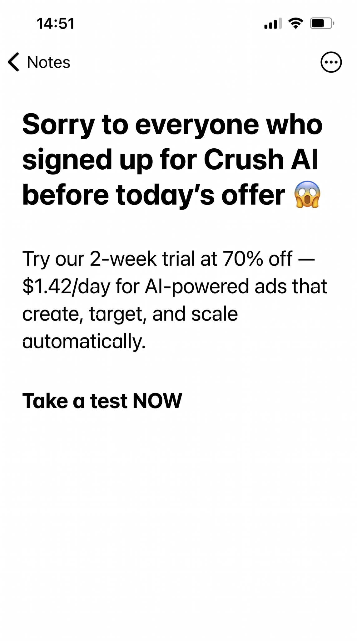trycrush.ai Facebook ad