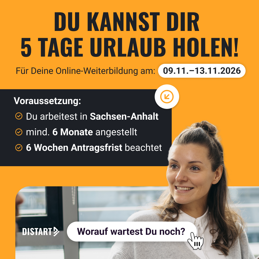 Distart Facebook ad: Bildungsfreistellung im Sachsen-Anhalt
