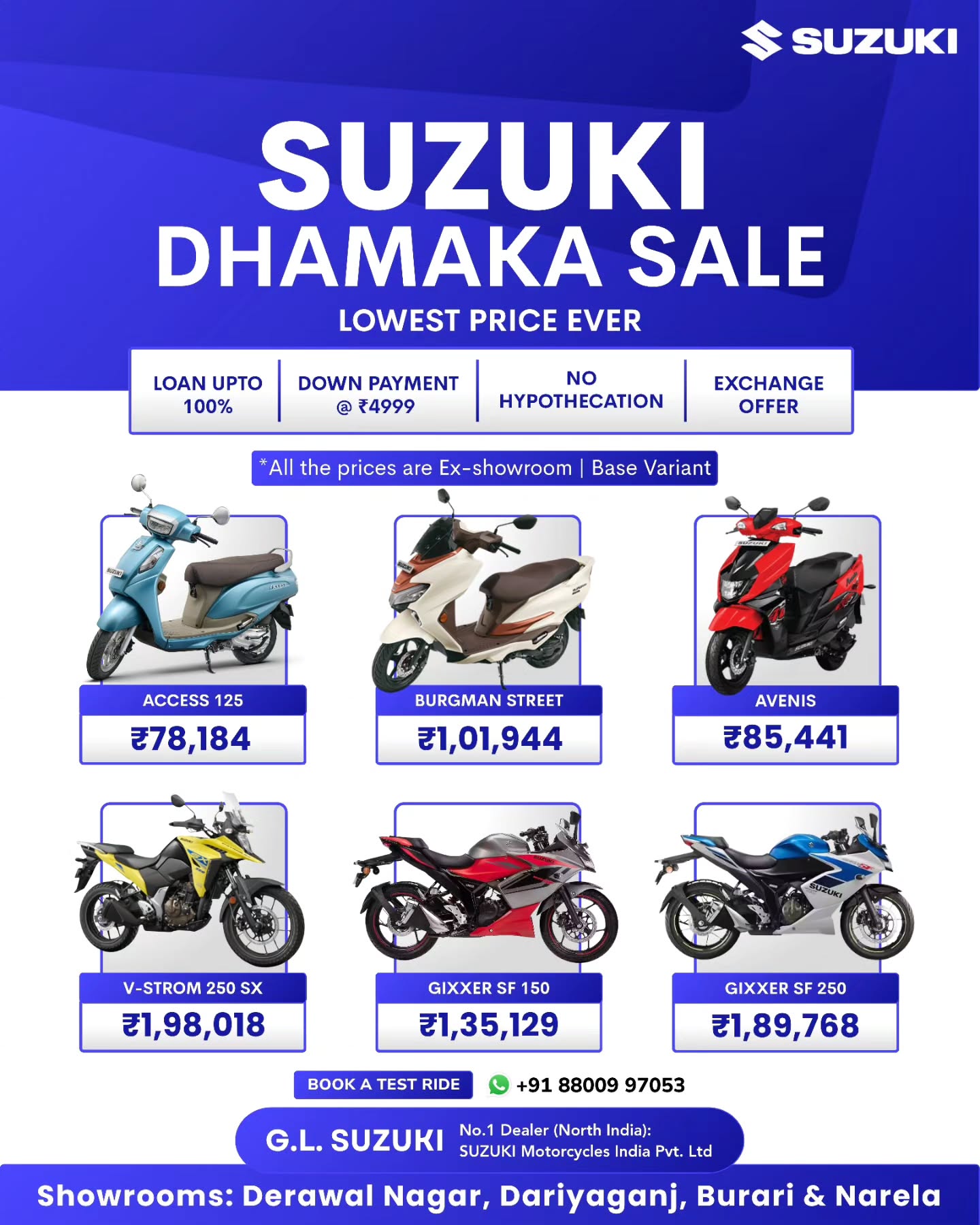Suzuki Motorcycle India Facebook ad: Lowest Price Ever