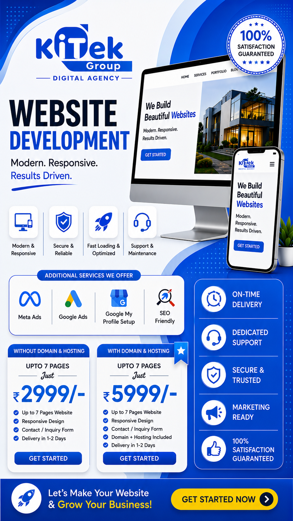 KiTek Group Facebook ad: Website Development Starting at ₹2,999