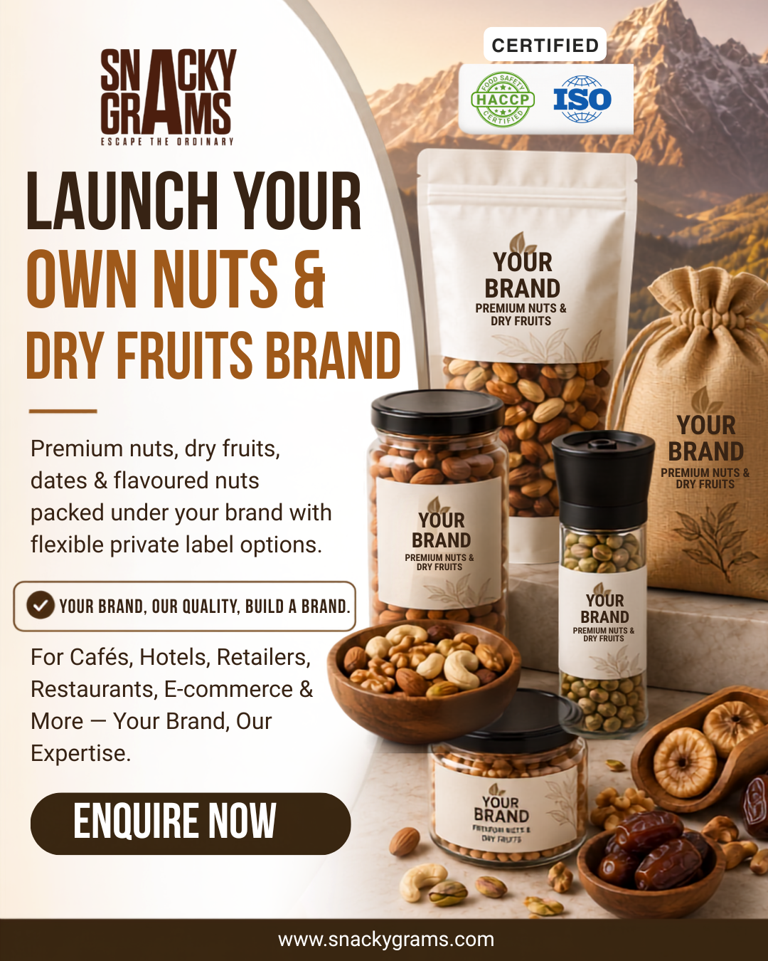 Snacky Grams Facebook ad: One Partner. Your Snack Brand