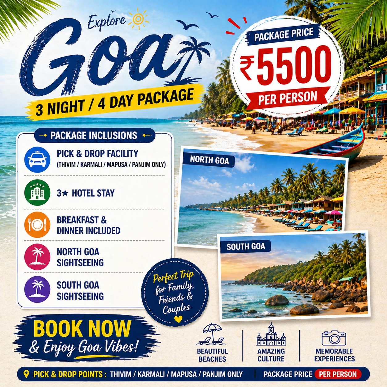 Diskounto Holidays Facebook ad: 3N/4D Goa Package, Limited Offer