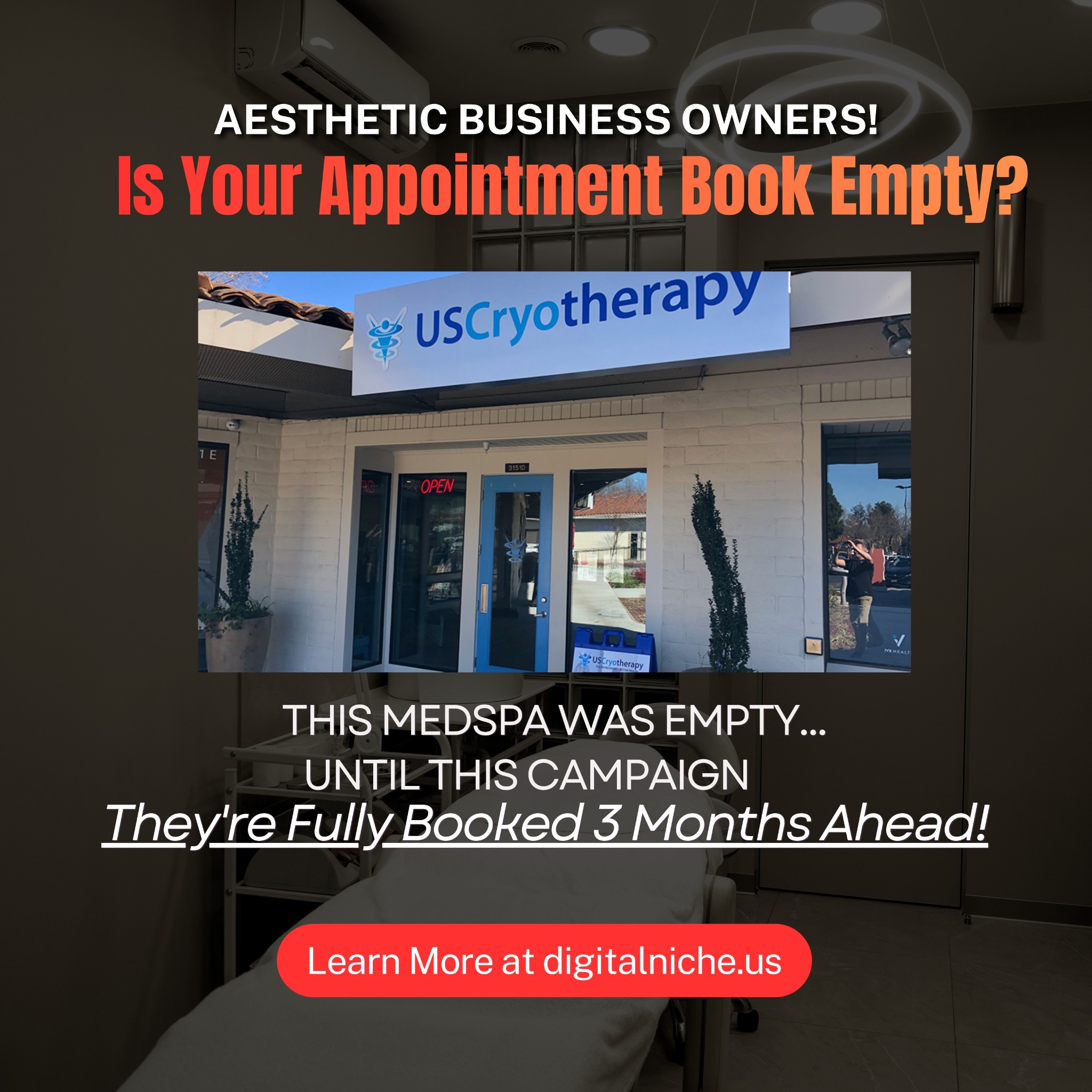 Digital Niche Agency Facebook ad: Add $30k+/Month to Your MedSpa