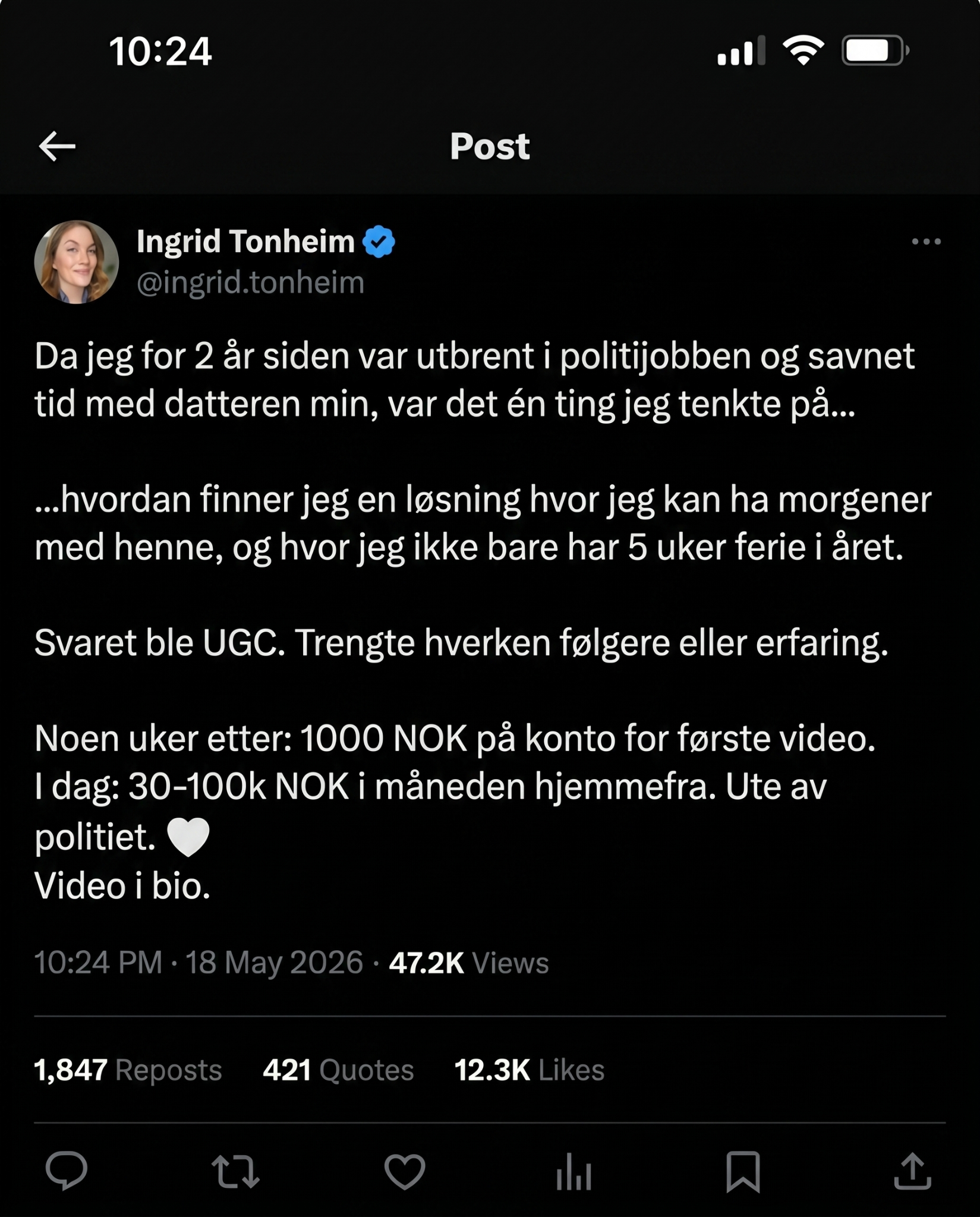 Ingrid Tonheim Facebook ad