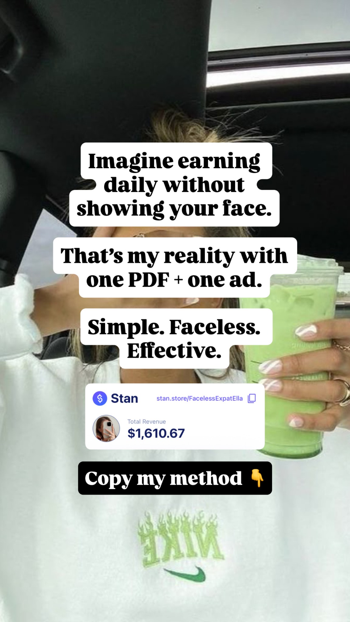 Facelessexpatella Facebook ad: Create Passive Income