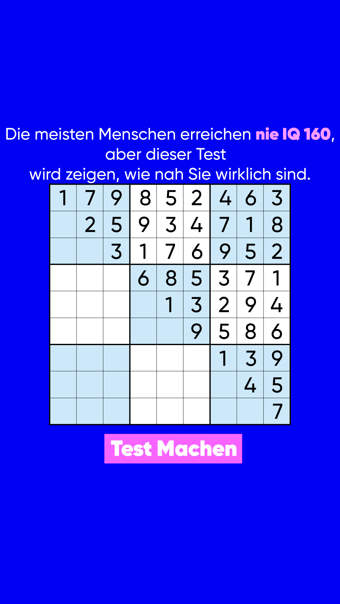International IQ test Facebook ad