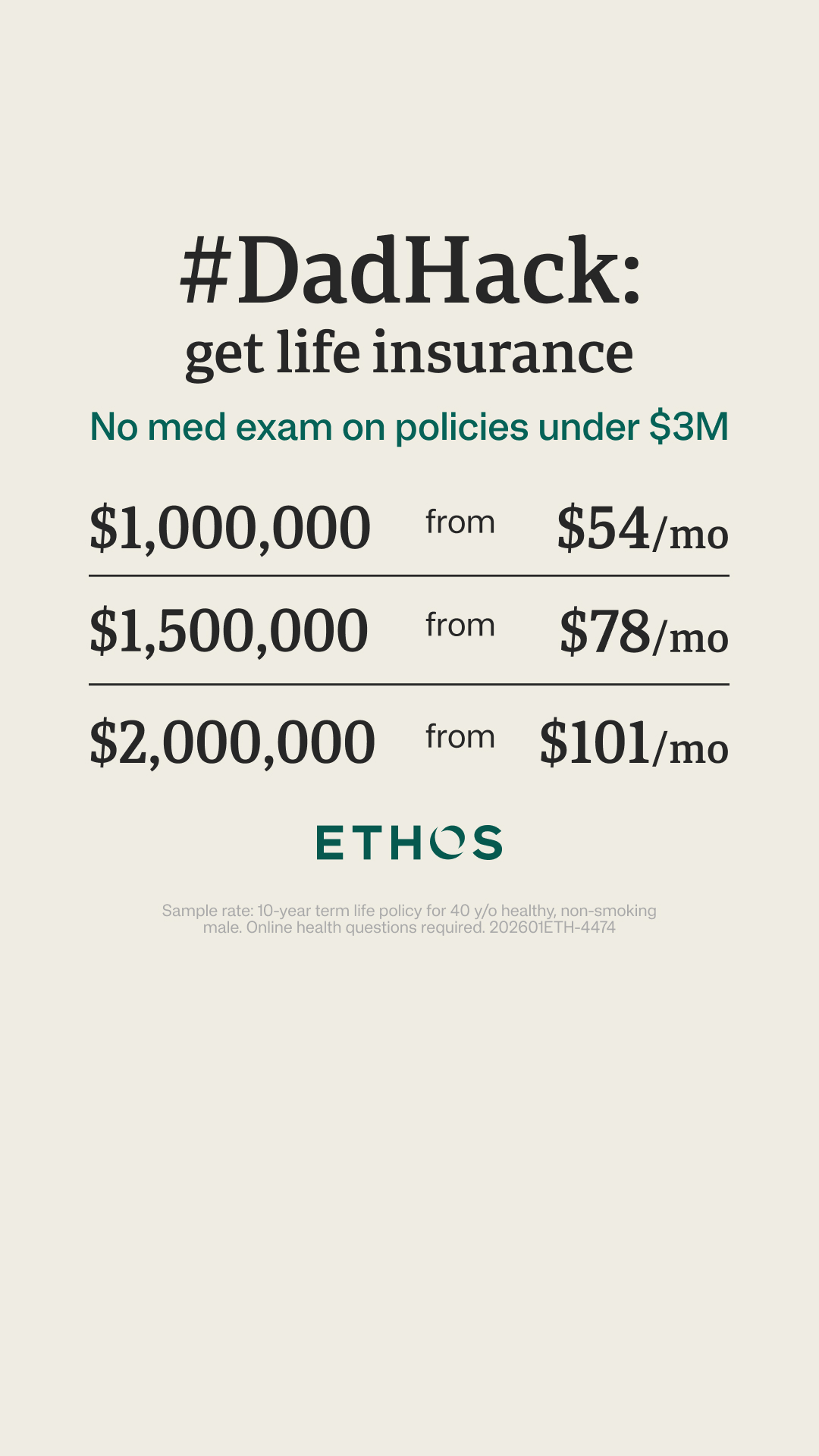 Ethos Facebook ad