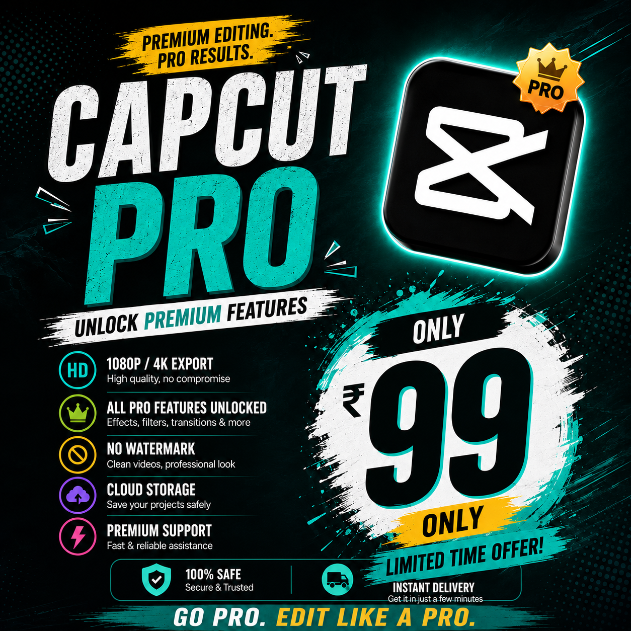 DigiKart Facebook ad: CapCut Pro Premium for Just ₹99!