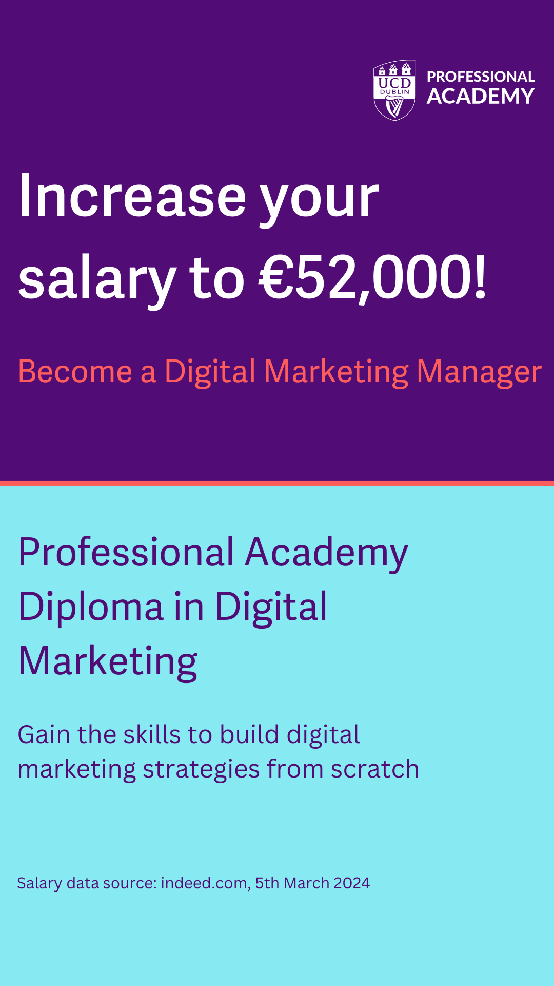 UCD Professional Academy Facebook ad