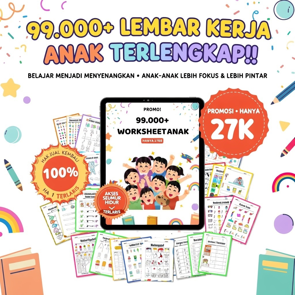 AnakCerdas.id Facebook ad: 99.000++ Worksheet Anak, Akses Selamanya