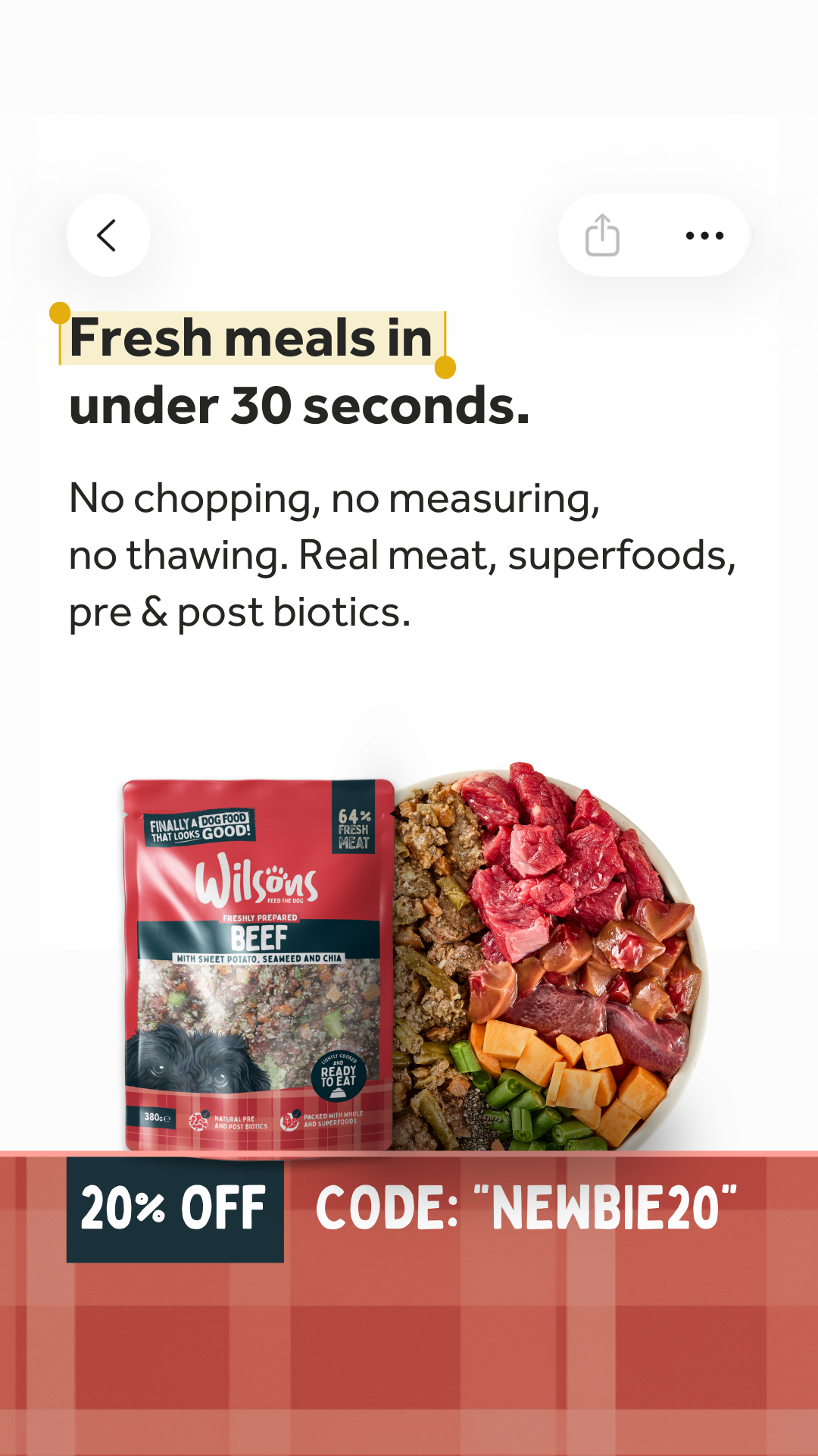 Wilsons Pet Food Facebook ad from Jan 14, 2026