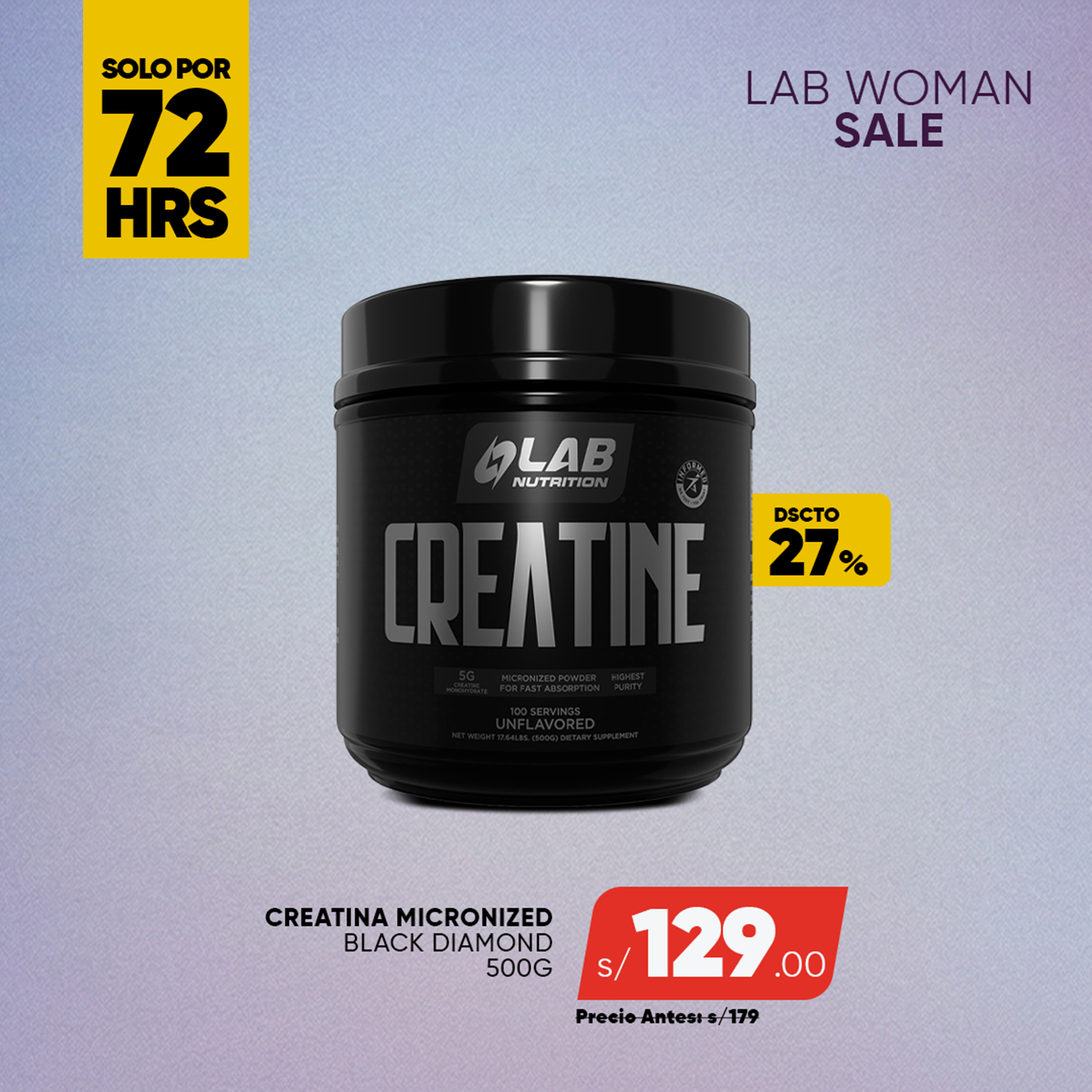 LabNutrition Facebook ad: ¡SOLO 72 HORAS PARA RENOVAR TU MEJOR VERSIÓN!