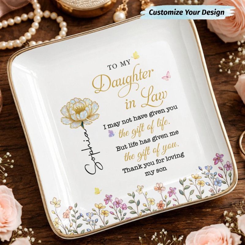Gifts For Family - AlmaGems.Com Facebook ad: Personalized Flower Jewelry Dish - Pick Any Birth Month…