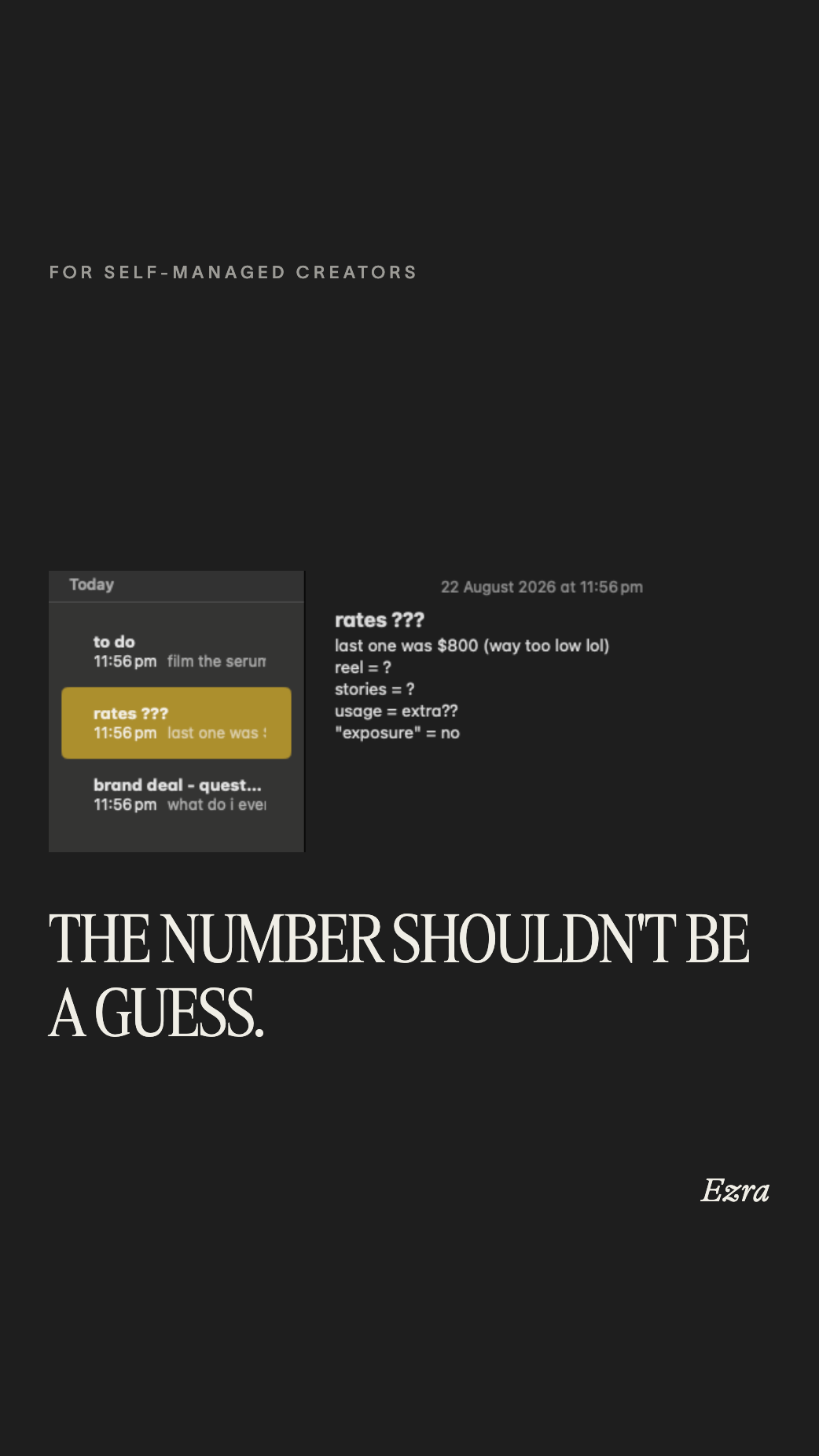 Ezra Facebook ad: Charge like you can prove it.