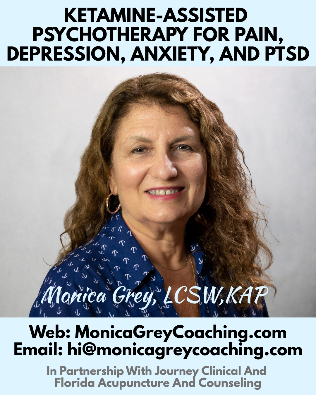 Monica Grey, LCSW, LMT Facebook ad: KETAMINE-ASSISTED THERAPY