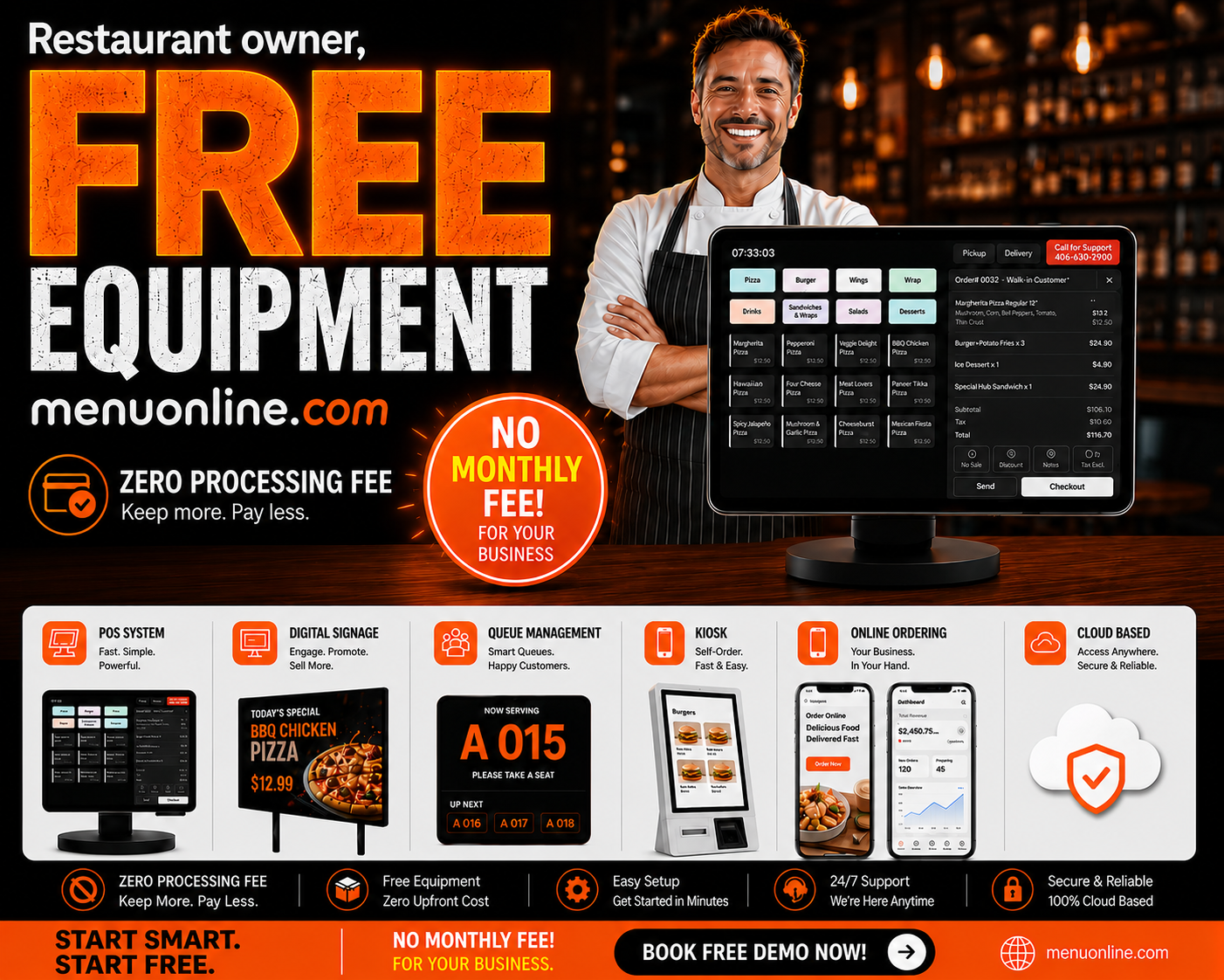 Menuonline Facebook ad: Run your restaurant with one integrated platform.