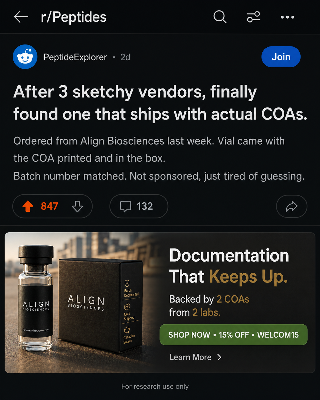 Align BioSciences Facebook ad