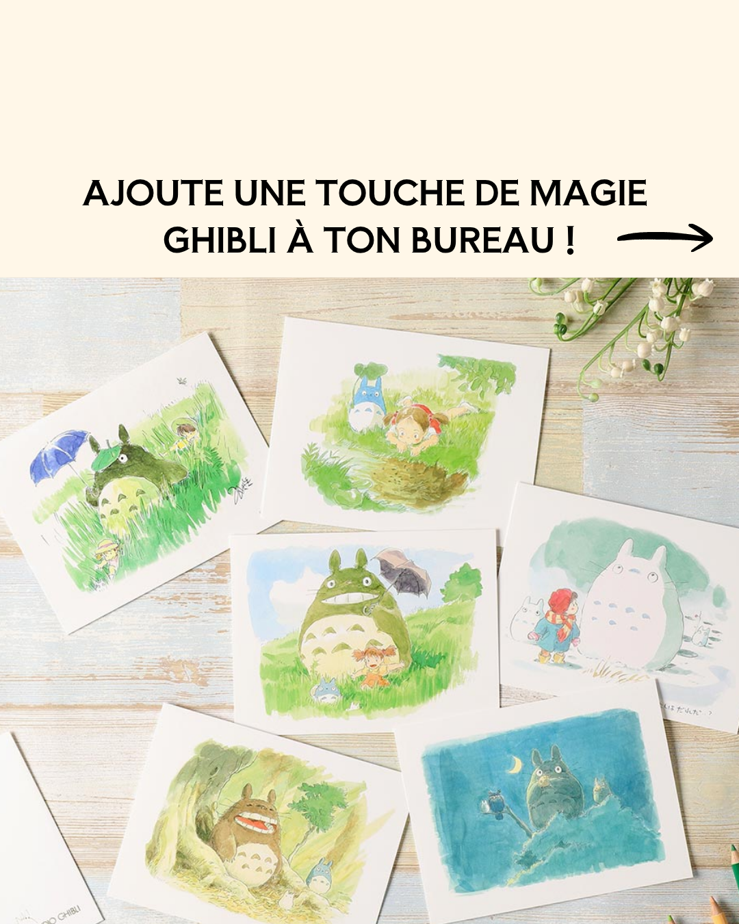 Maison Ghibli Facebook ad: Transforme ton espace de travail avec nos carnets…
