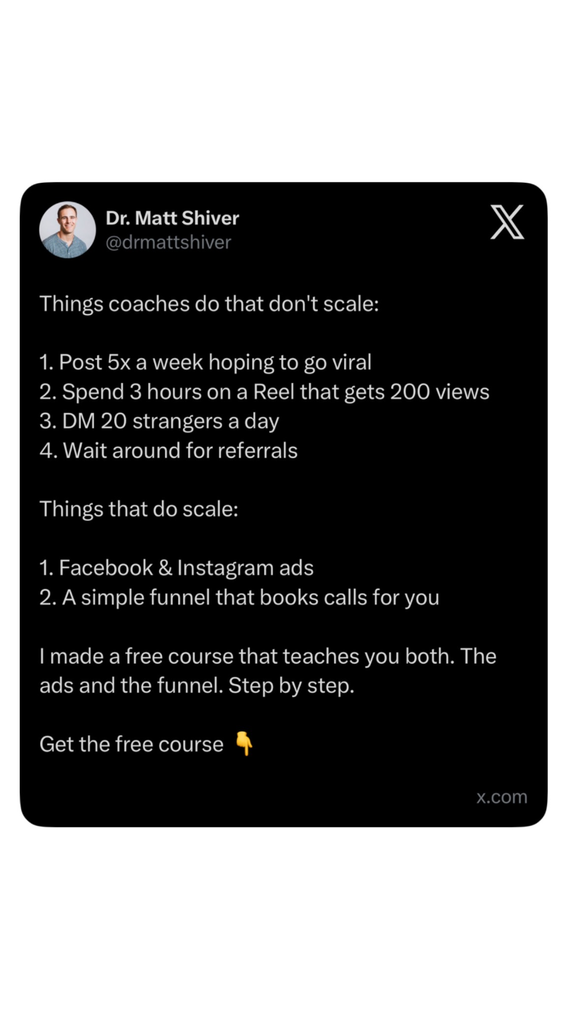 Dr. Matt Shiver Facebook ad