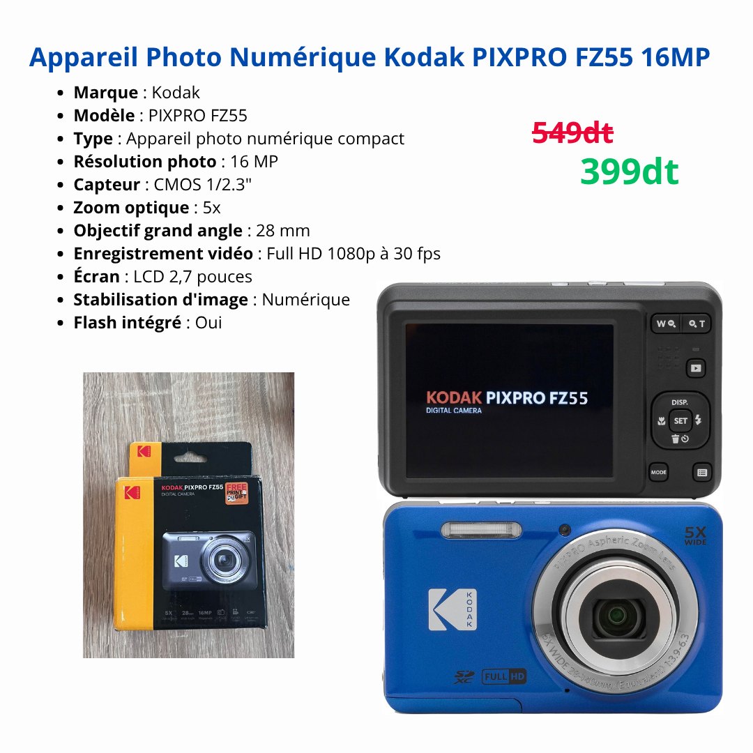 MD Tech Facebook ad: Kodak PIXPRO FZ55, Appareil Photo Numérique 16MP