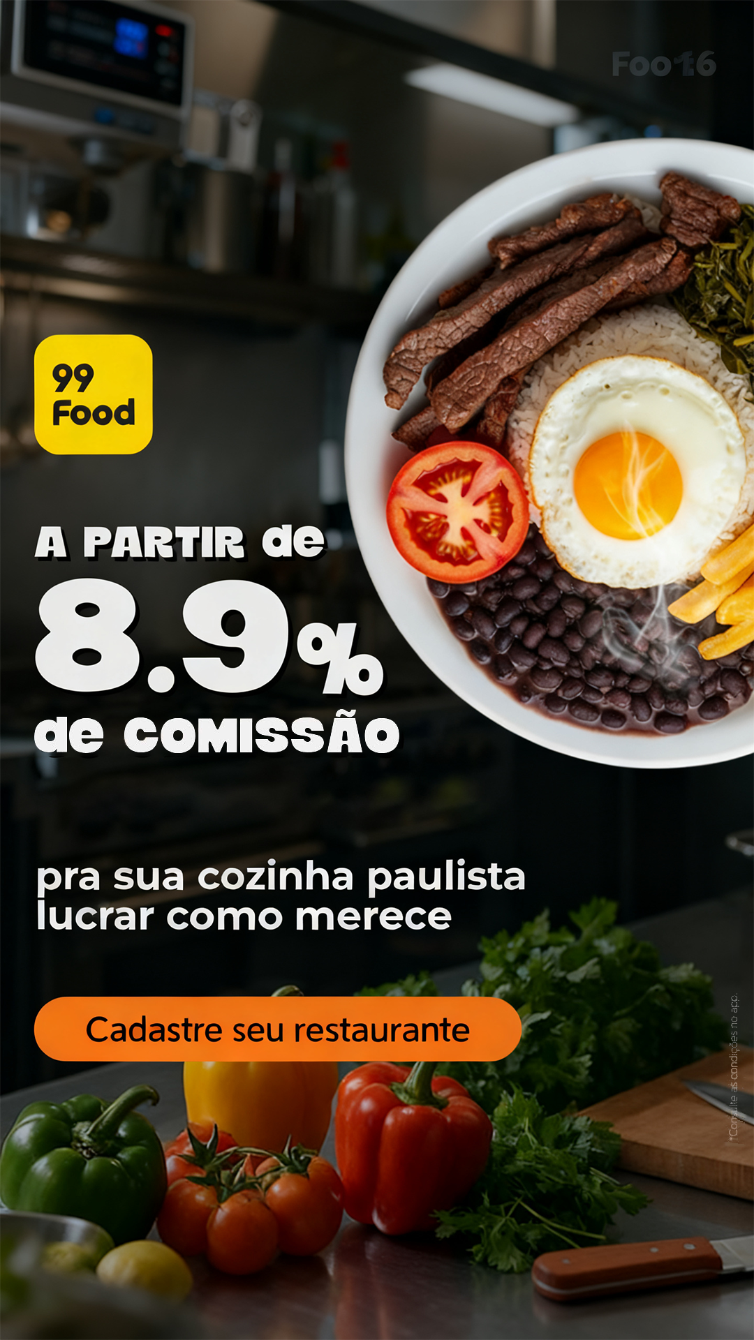 Vou de 99 Facebook ad: Cadastre seu restaurante agora