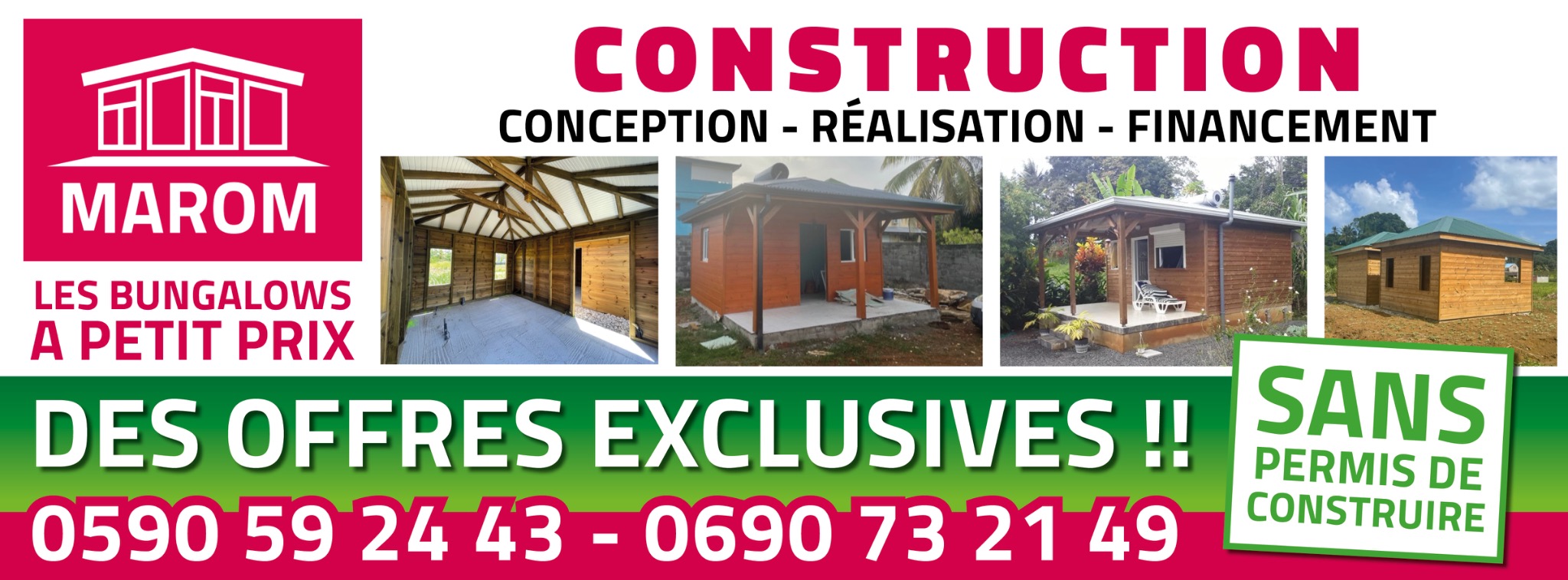MAROM Facebook ad: Vos bungalows à petits prix, MAROM