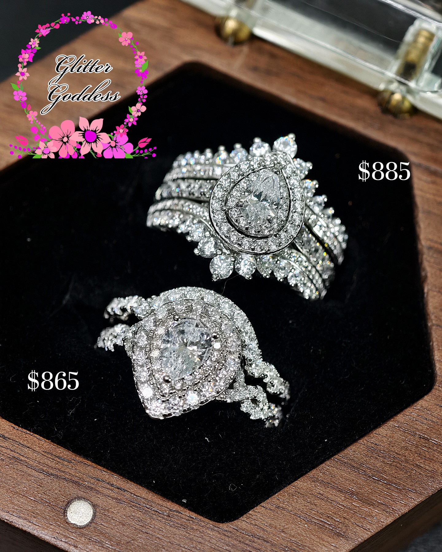 Glitter Goddess Jewellery - Exquisite Couture Facebook ad: Genuine Sterling Silver with Cubic Zirconia Crystals and…