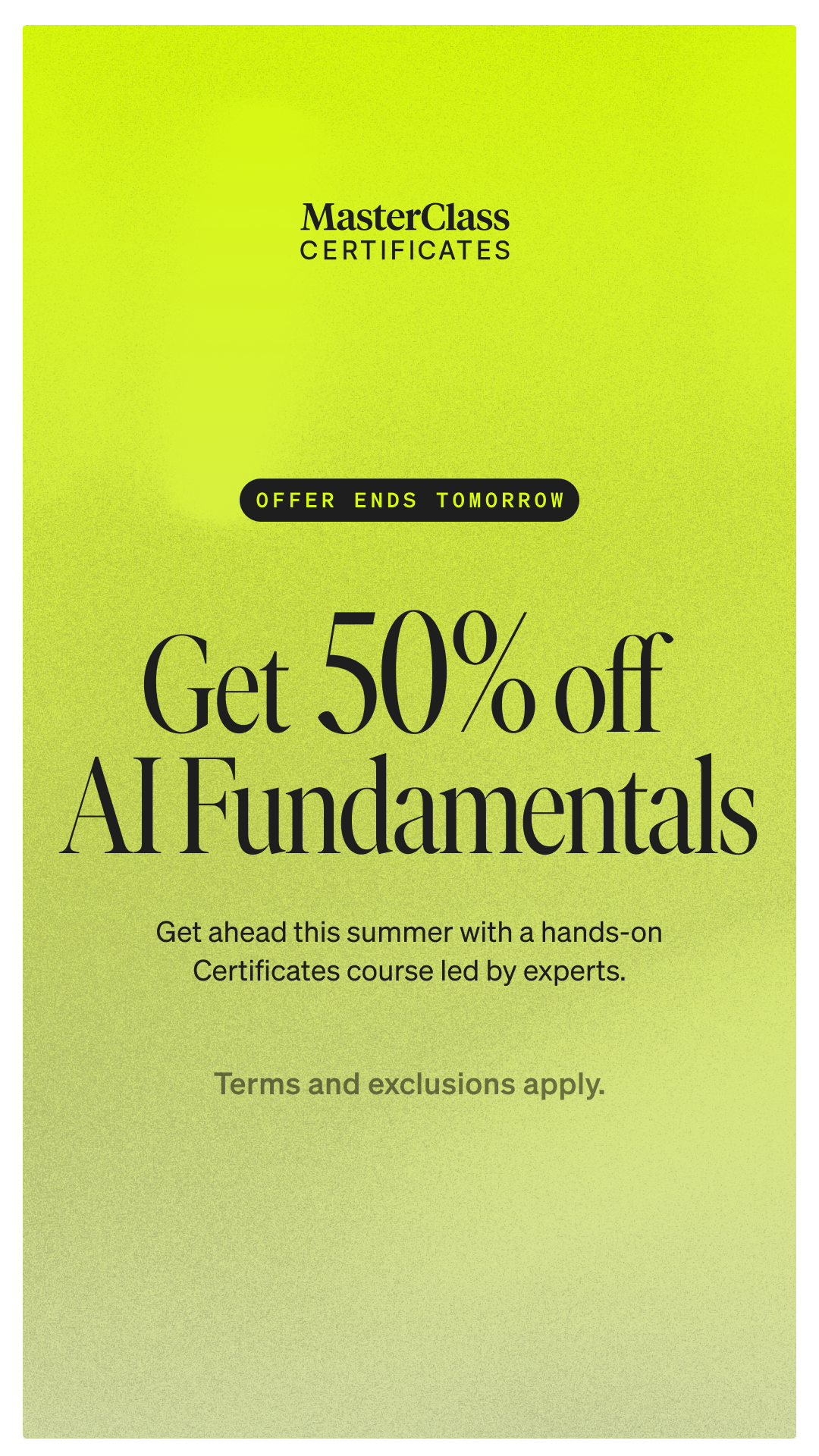 MasterClass Facebook ad