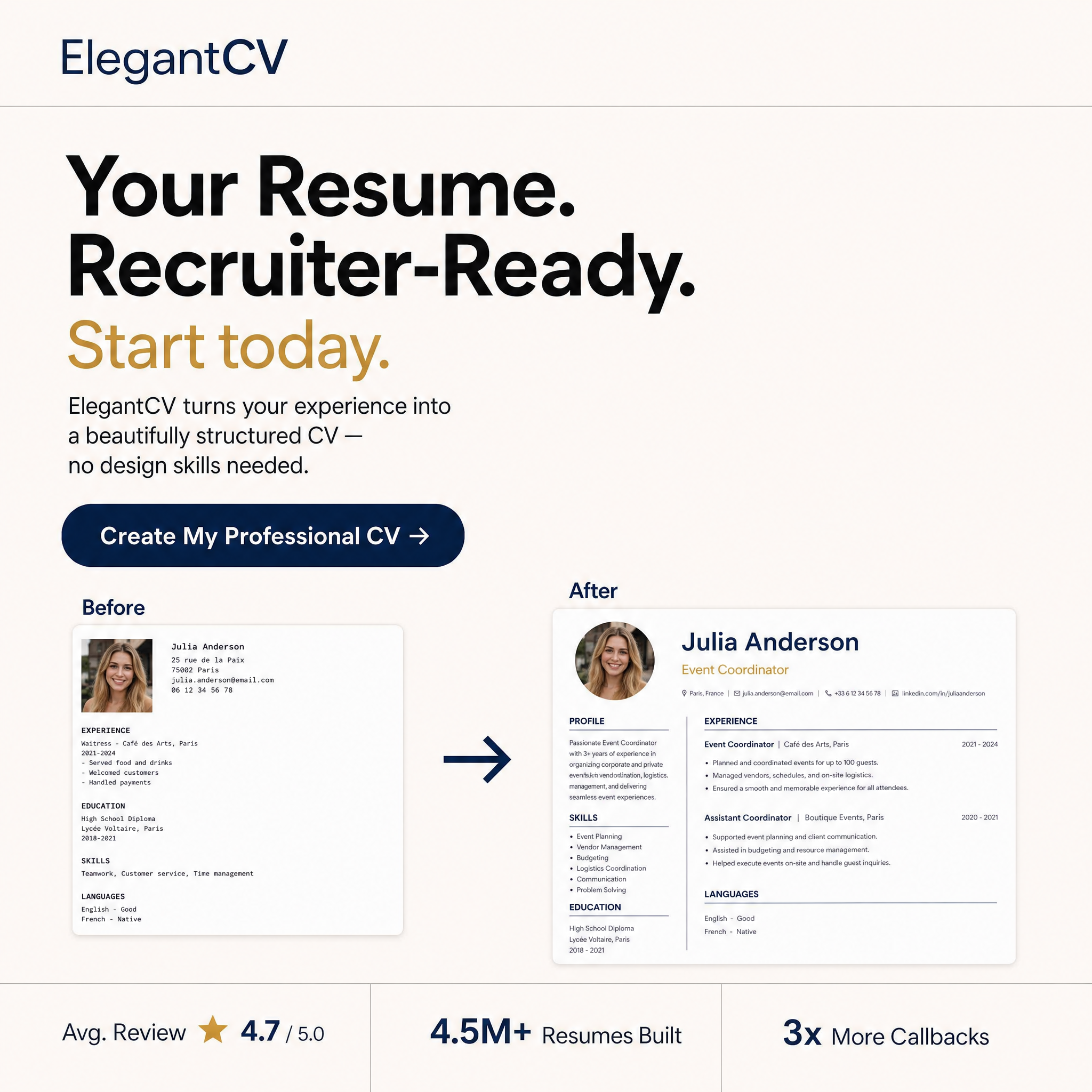Elegant CV Facebook ad